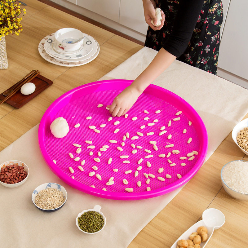 彩色筛子塑料过滤家用圆形细大号辅食粮食烘焙茶叶晾晒非竹编有孔