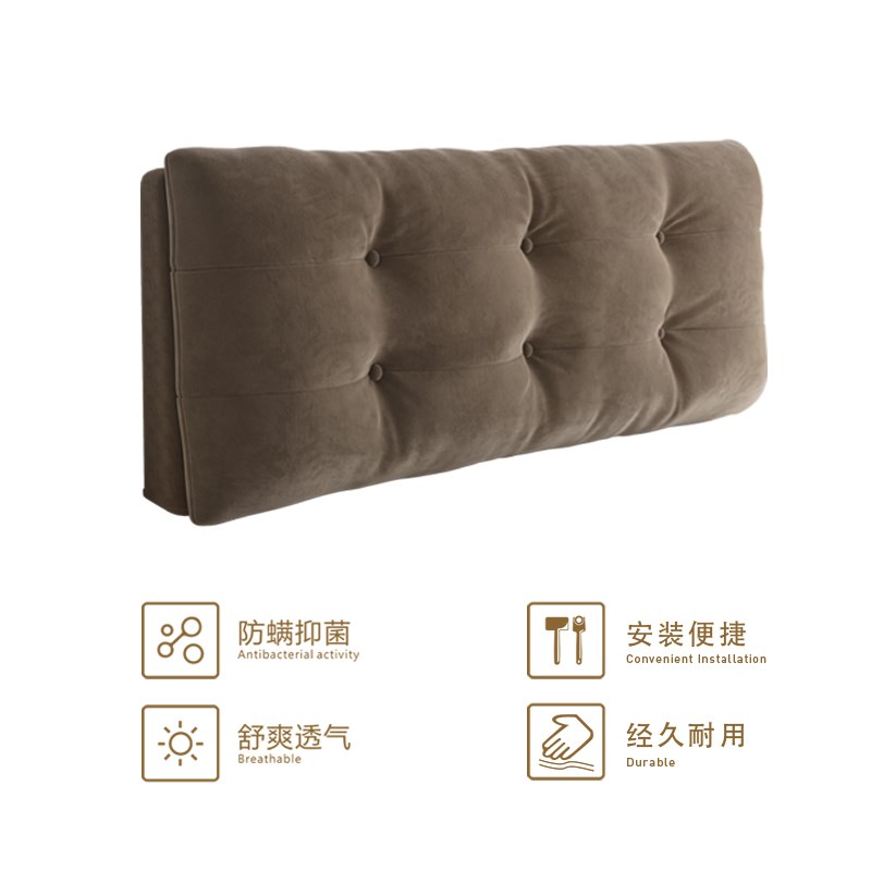 床头靠垫绒布靠背双人大靠背床头榻榻米床上靠枕自粘不起球可拆洗