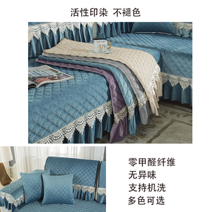 欧式 四季 通用防滑毛绒皮沙发坐垫一组合套装 沙发靠背巾全罩套冬季