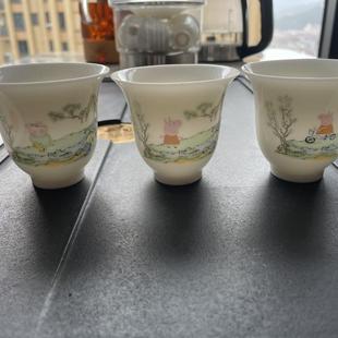 高档品茗羊脂玉白瓷个人杯单杯功夫茶具茶杯陶瓷主人杯泡茶手绘杯