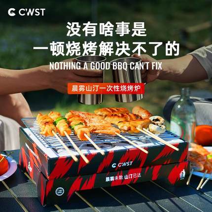 CWST一次性烧烤炉户外野餐无烟家用碳烤炉露营烧烤架木炭烤肉炉