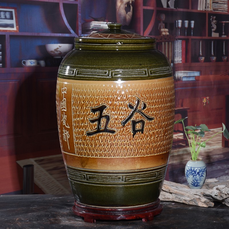 陶瓷米缸水缸储物罐米桶 25/30/50/10M0斤家用带盖子防潮防虫