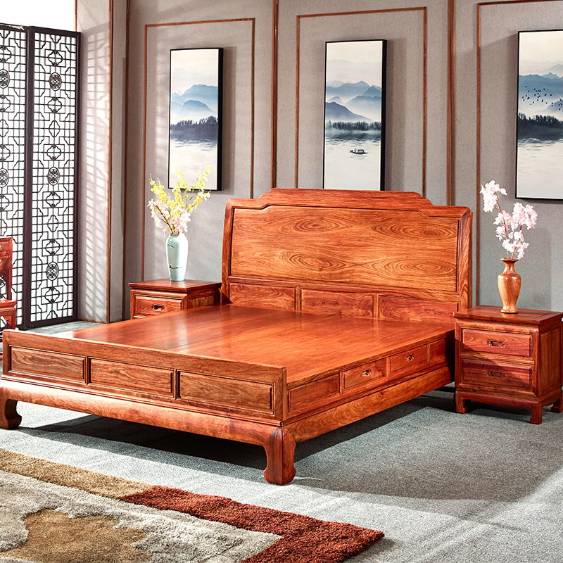 红木床双c人床正宗刺猬紫檀花梨木新中式实木大床1.8米古典家俱