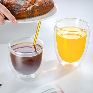 透明加厚防烫咖啡泡茶杯家用客厅简约喝水杯 双层隔热b玻璃杯套装