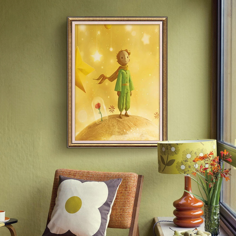小王子肌理画进门玄关画2022年新款儿童治愈系挂画床头画卧室壁画