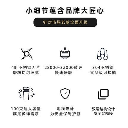 研磨机家用超细小型搅破碎打粉机五谷杂I粮磨粉杯R迷你电动研磨机