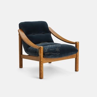 新款现代风酒店会所样板间展厅接待扶手椅实木客厅创意休闲沙发椅