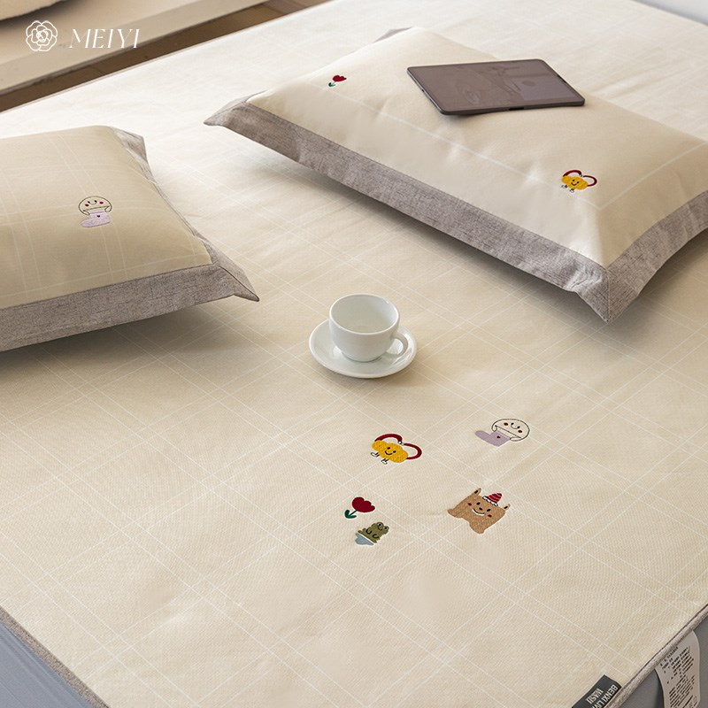 卡通风儿童空调席子夏季可机洗冰丝席凉席床笠三件套新款床上用品