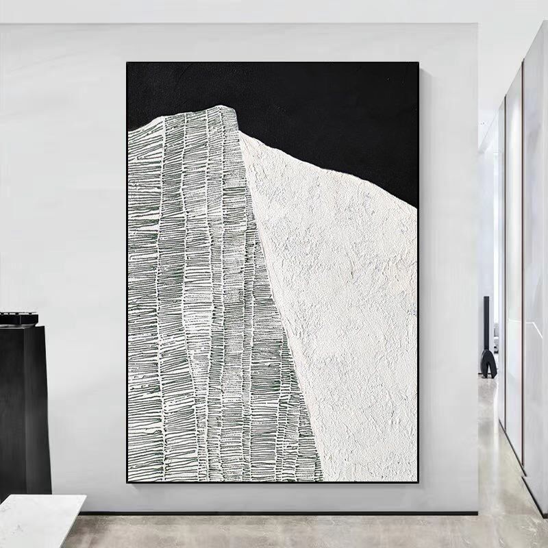 现代极简黑白工业风格玄关客厅装饰画高档沙发背景墙壁画简约挂画