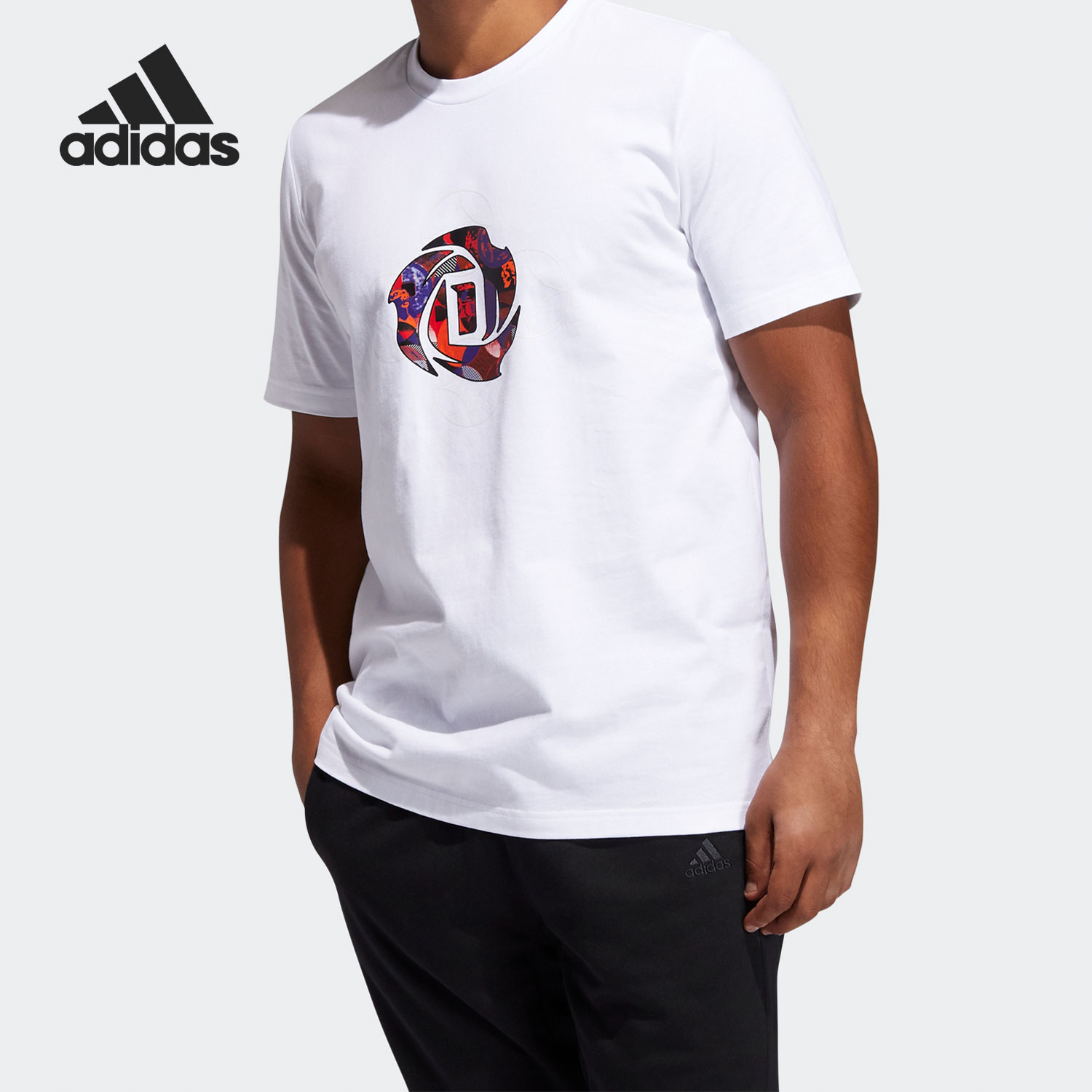 Adidas/阿迪达斯官方正品男子罗斯篮球运动圆领短袖T恤 GQ1361