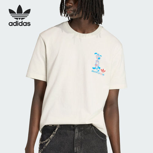 Adidas/阿迪达斯官方正品三叶草新款男米白色亲柔短袖T恤KB6216