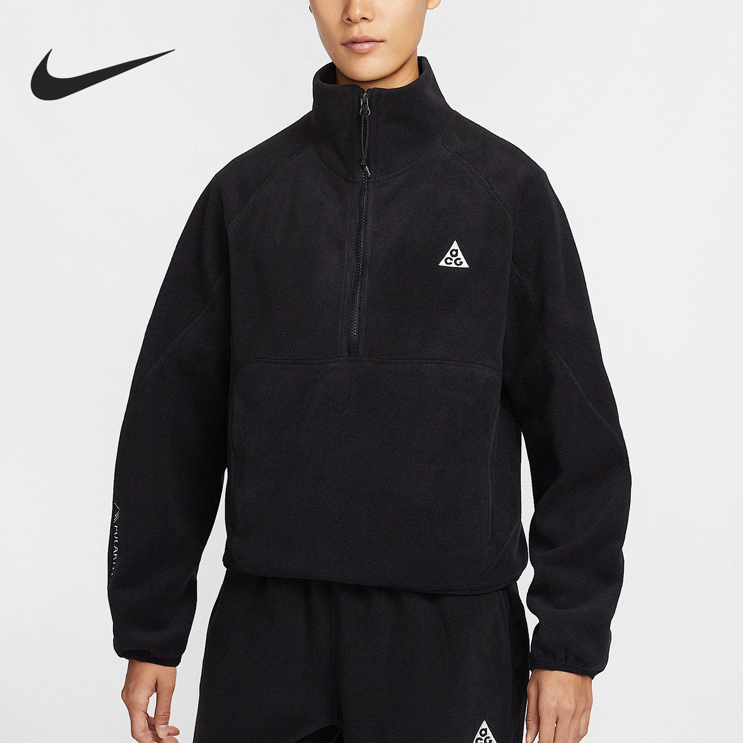 Nike/耐克官方正品新款女士高领摇粒绒保暖半拉链上衣HJ0238-010