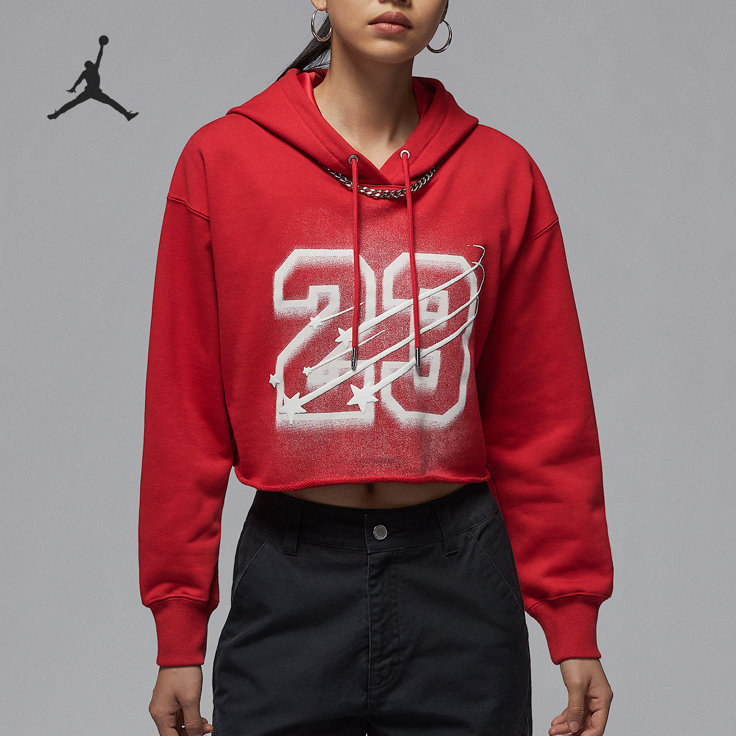 Nike/耐克官方正品JORDAN女士短款连帽时尚露脐卫衣HJ0146-636
