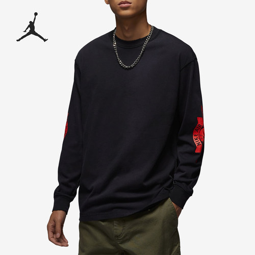 Nike/耐克官方正品JORDAN男士亲肤圆领套头复古长袖T恤IB3135-010