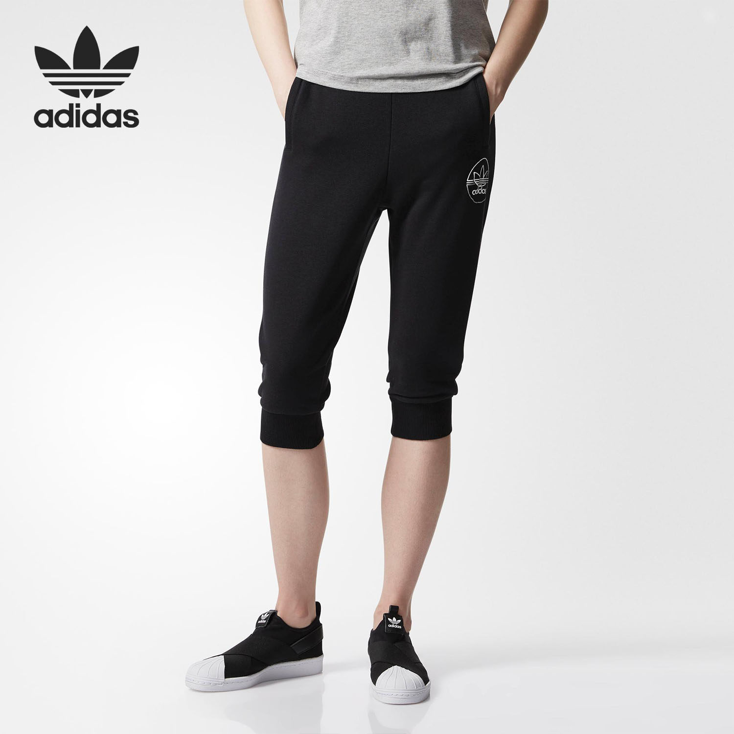 Adidas/阿迪达斯正品 三叶草 女子夏季运动休闲 七分裤 BR7881