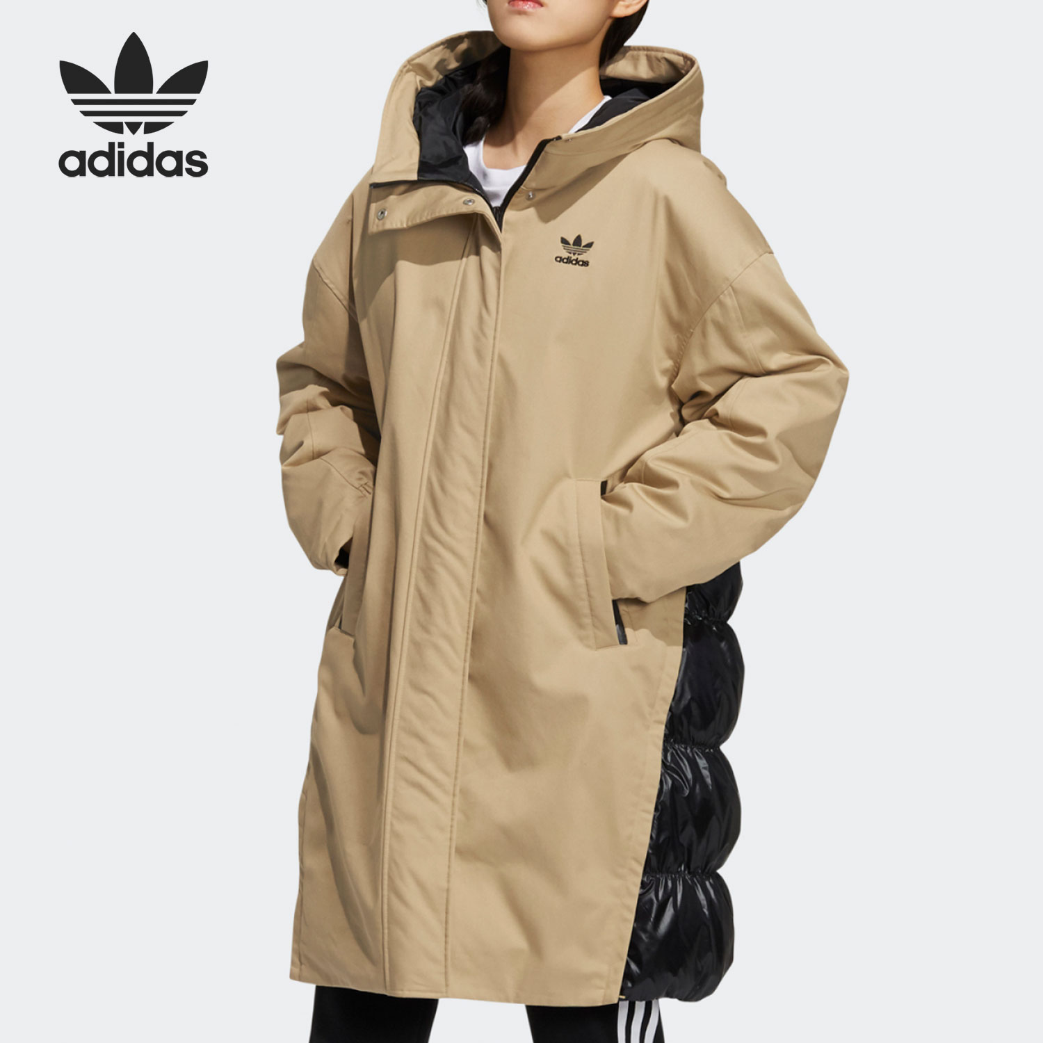 Adidas/阿迪达斯官方正品三叶草女子运动中长款鸭绒羽绒服 HF1585