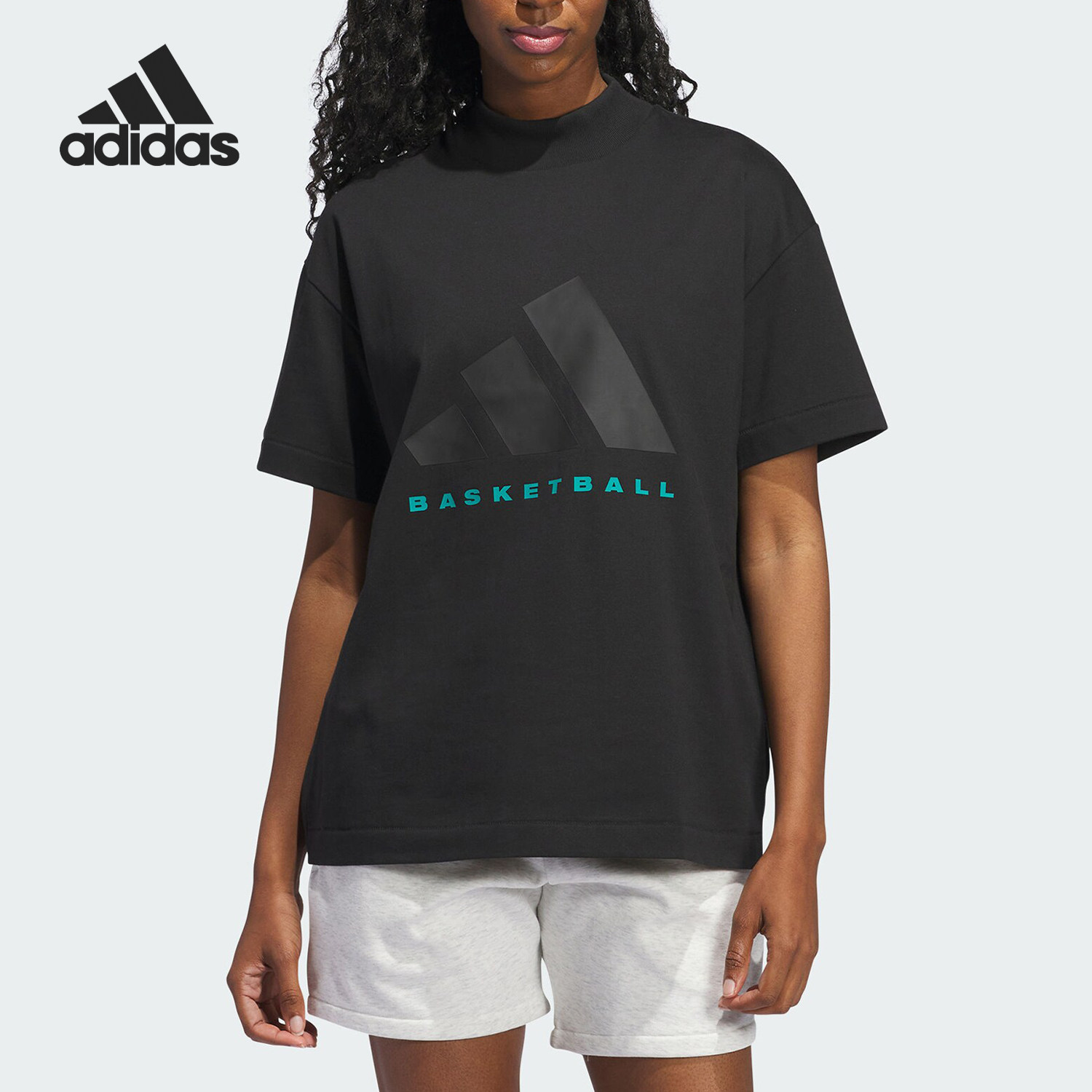 Adidas/阿迪达斯官方正品当季新款男女同款印花简约短袖T恤JN6073 - 实物图