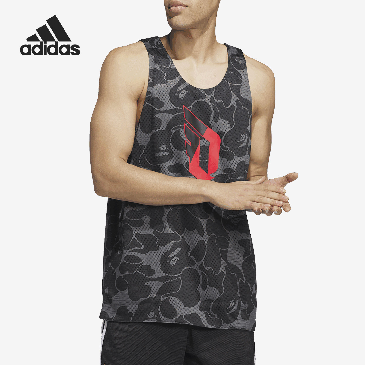 Adidas/阿迪达斯官方正品Bape男士双面篮球训练无袖背心JF1154