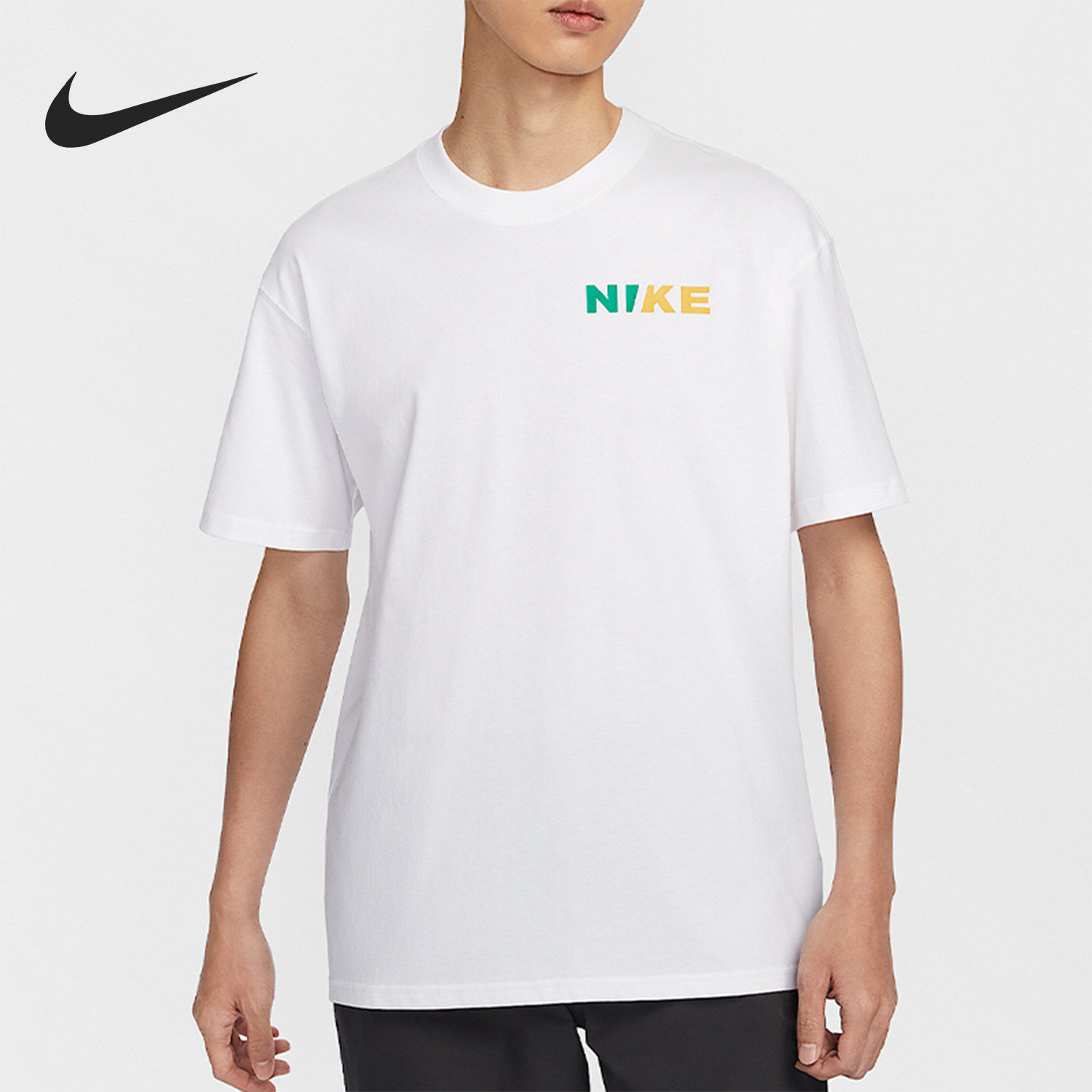 Nike/耐克官方正品男士印花图案圆领宽松落肩短袖T恤HJ3365-100