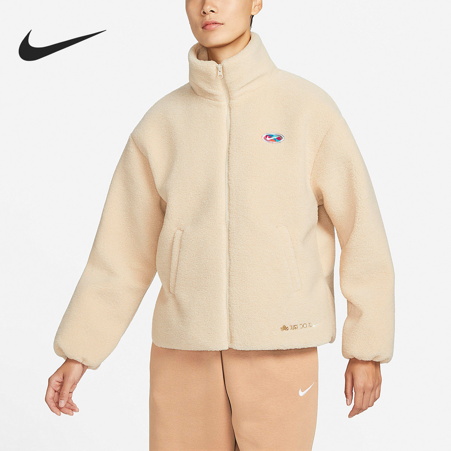 Nike/耐克官方正品当季女子休闲保暖抓绒立领外套FD4796-126
