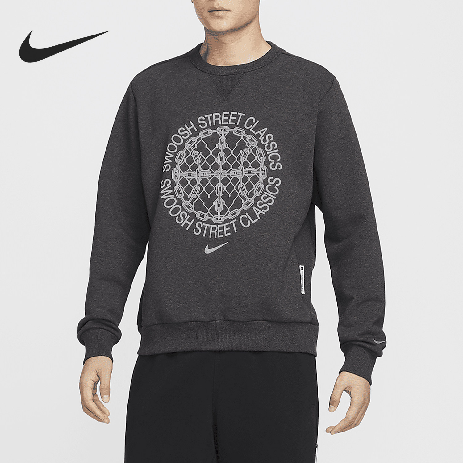 Nike/耐克官方正品Dri-FIT男士篮球圆领针织运动卫衣FZ0683-010
