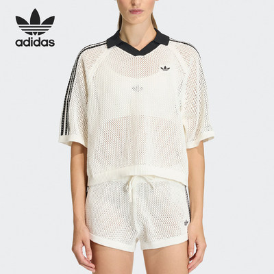 Adidas/阿迪达斯官方正品三叶草女子运动针织半袖POLO衫KC6490