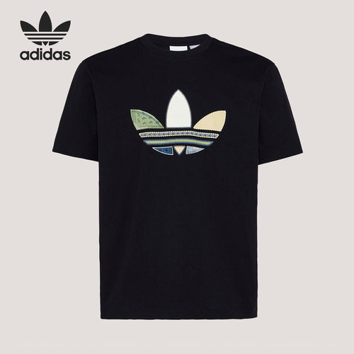 Adidas/阿迪达斯官方正品三叶草男士松弛感宽松日常印花T恤KW5671