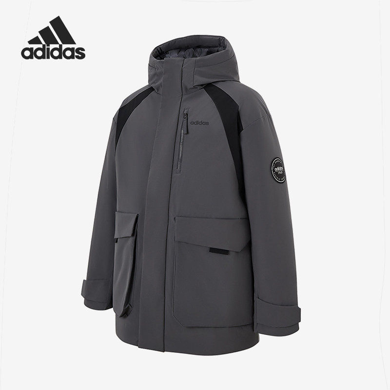 Adidas/阿迪达斯官方正品男士保暖厚款拉链连帽运动羽绒服KB5660