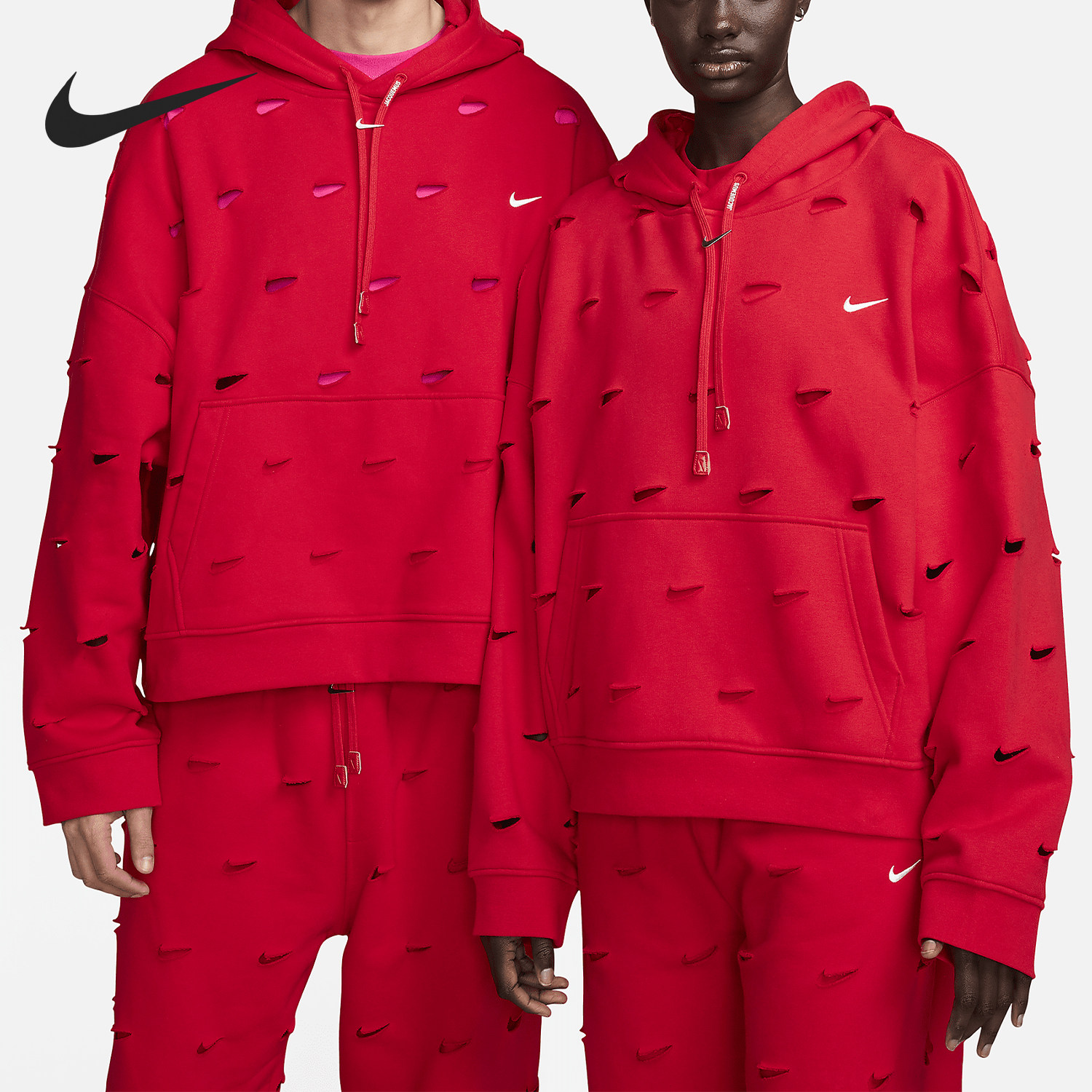 Nike/耐克官方正品新款情侣同款时尚加绒宽松连帽卫衣FJ3482-657
