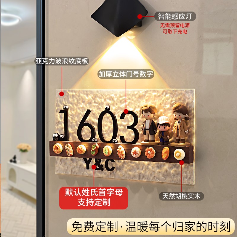 入户门牌号高级感号码牌家用定制个性可爱玩偶装饰摆件旺宅仪式感