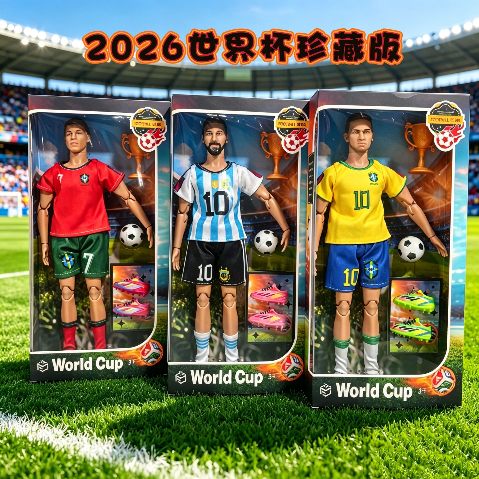 内马尔梅西C罗手办30CM多关节