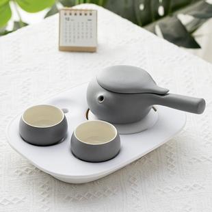民宿家用简约现代侧把茶壶茶杯定制 新款 全季 酒店同款 功夫茶具套装