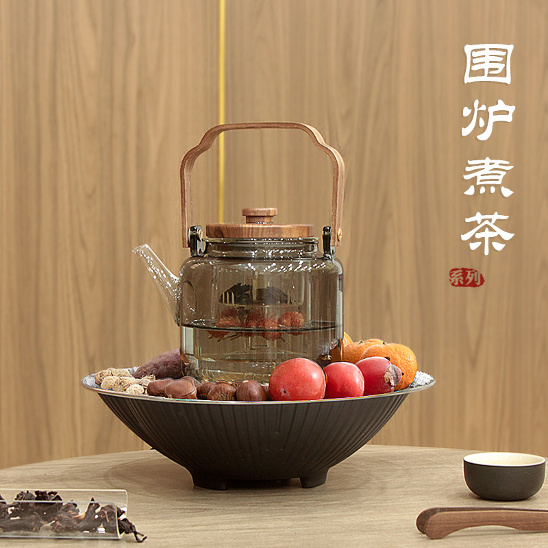 围炉电陶炉煮茶器罐罐茶具小型茶炉室内泡茶挂钩全装