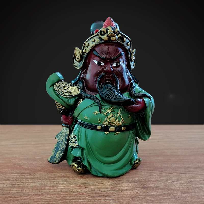 三国关公张飞刘备摆件精品关羽茶具配件汽车武神书桌面汽车饰品