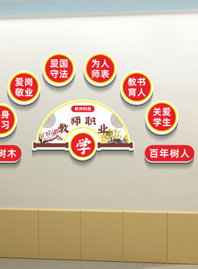 定制学校老师办公室标语装饰D立体壁画中小学教师会议室背景墙