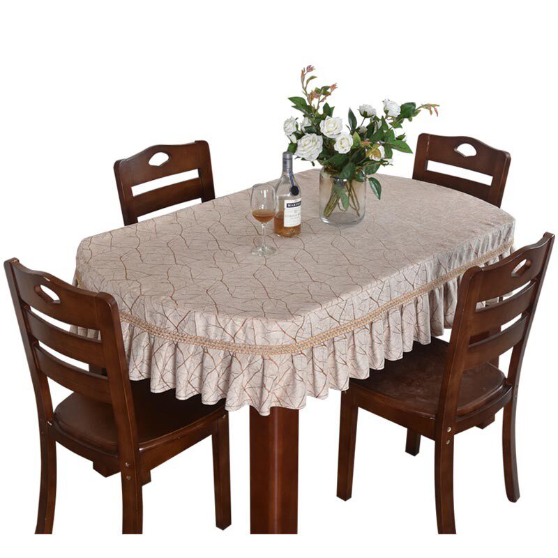 欧式台布布艺椭圆形桌布咖色电视柜防尘罩餐桌布茶几罩