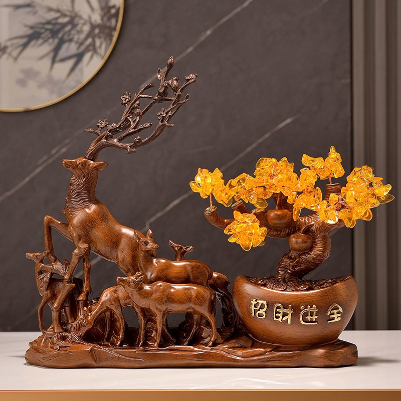 招财进宝鹿摆件家居饰品客厅工艺品玄关电视柜酒柜装饰品乔迁礼品