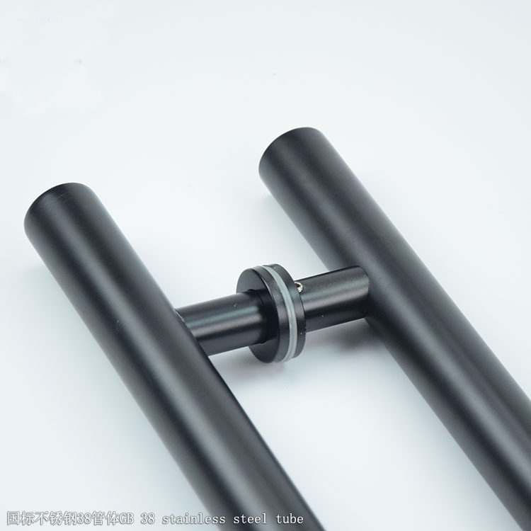 孔距9.米黑色大门扶手 圆管玻璃浴室门长拉手