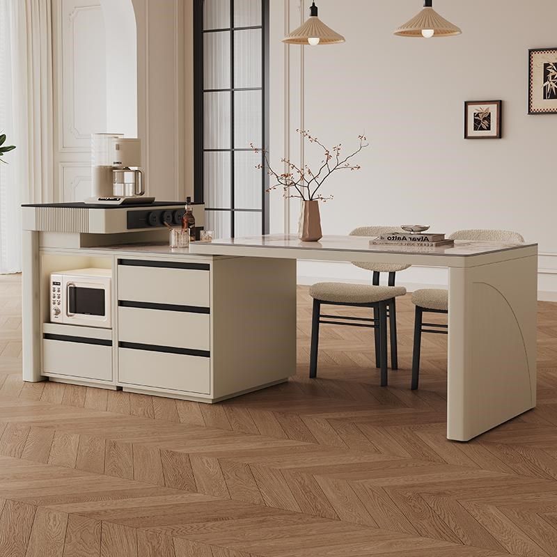 岛台餐桌一体家用伸缩别墅家用现代法式奶油风岩板导台餐桌,住宅家具,岛台餐桌,淘宝优惠券,粉丝福利购,淘宝优惠卷