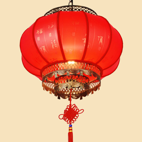 中式古典灯笼吊灯现代阳台装饰灯具节日喜庆仿古福字旋转灯笼吊灯