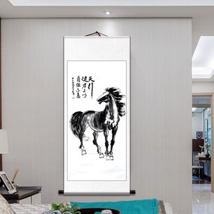手绘国画马徐悲鸿弟子朱勇真迹马到成功挂画客厅办公室卷轴装饰画