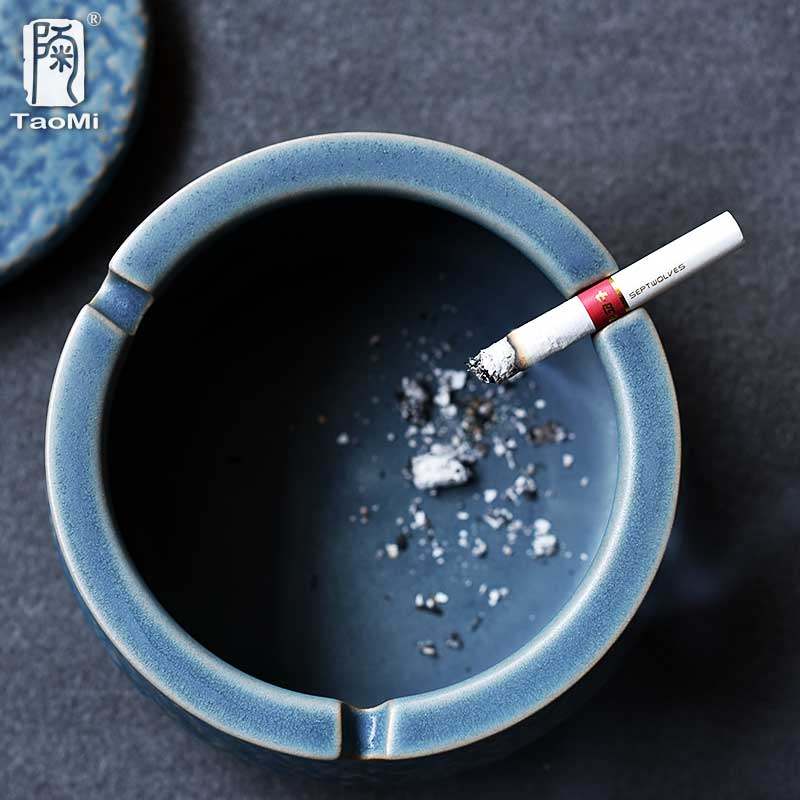 陶迷复古烟灰缸创意陶瓷办公司客厅茶几带盖防风大号个性烟缸,家居饰品,装饰烟灰缸,淘宝优惠券,粉丝福利购,淘宝优惠卷
