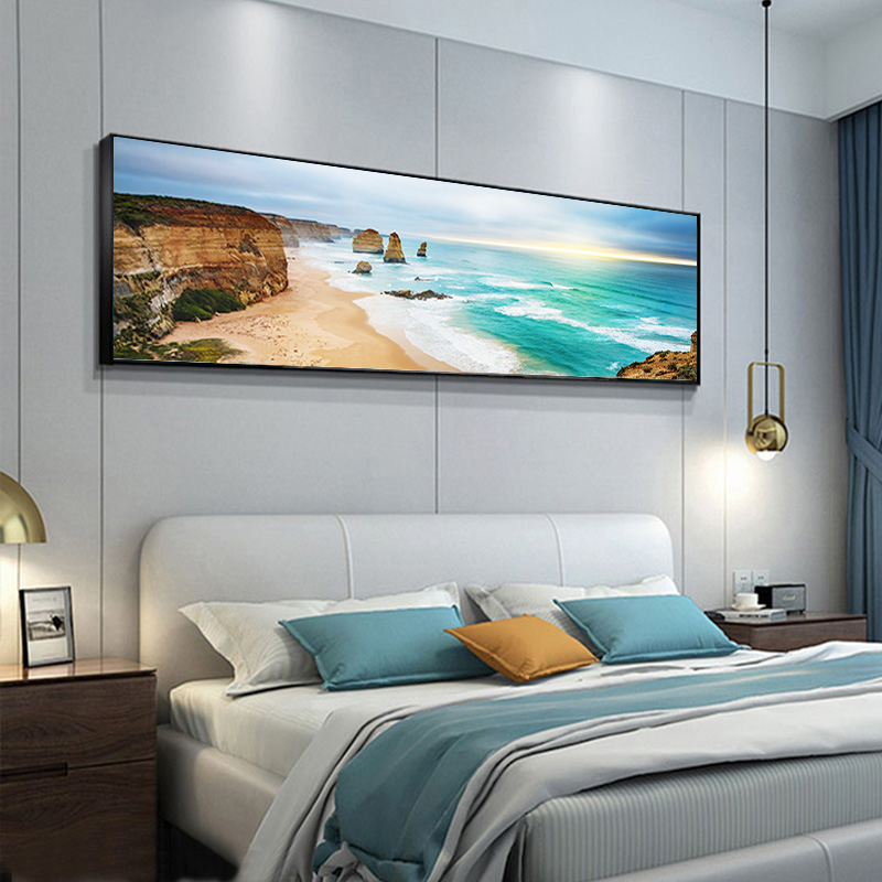 床头挂画现代免打孔房间装饰画海边海景客厅卧室酒店客房公寓壁画