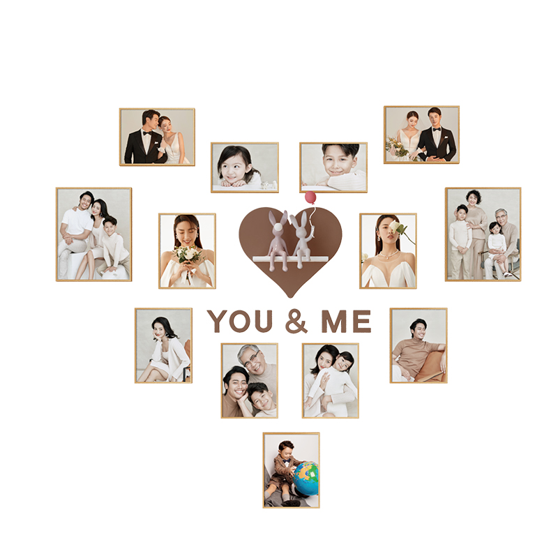 爱心照片墙相框挂墙墙上创意相册客厅沙发背景墙免打孔相片墙