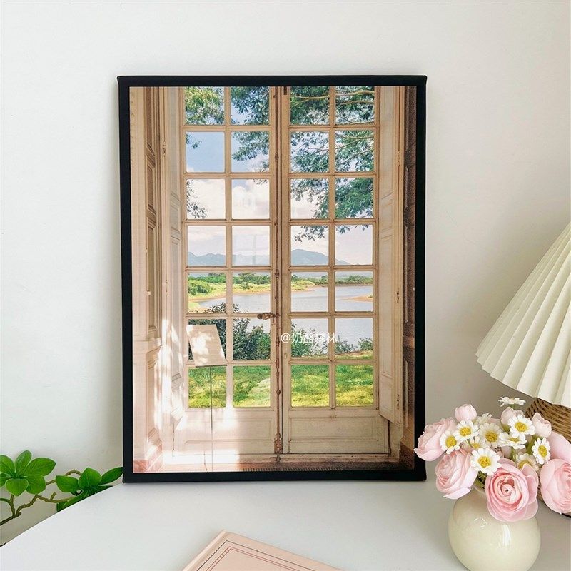 法式窗户风景装饰画 治愈系框画小新客厅卧室挂画风桌面,家居饰品,现代装饰画,淘宝优惠券,粉丝福利购,淘宝优惠卷