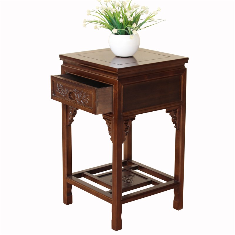 全实木沙发边几角几客厅中式小茶几榆木边桌带抽屉床头柜整装花几