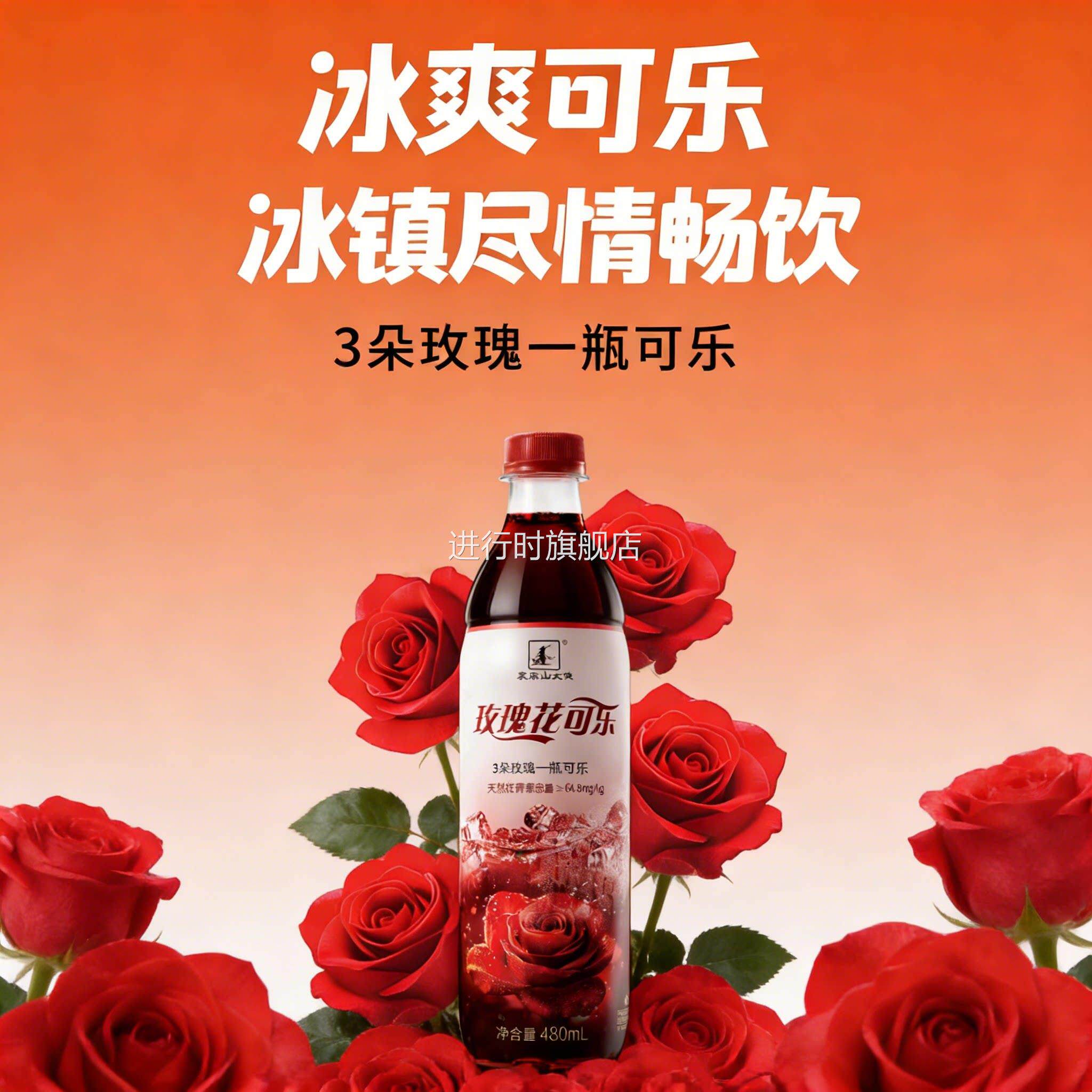 玫瑰花可乐云南气泡水天然花青素哀牢山玫瑰鲜花风味饮料酸甜可口