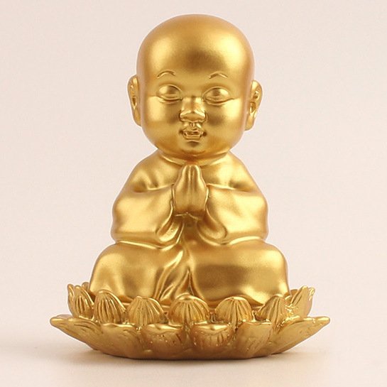 厂家直销小和尚莲花座小童子摆件汽车摆件地藏菩萨树脂工艺品摆件