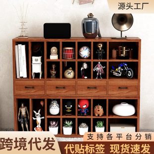 复古实木质抽屉收纳盒桌面文具饰品胶带化妆品整理多层zakka柜子
