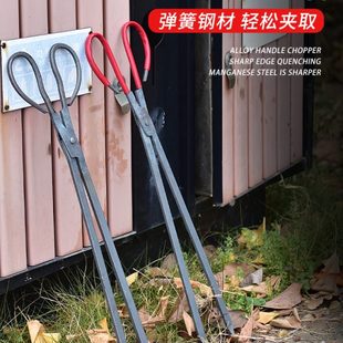 手工锻打火钳垃圾夹长柄加厚垃圾钳拾物器铁钳烧烤炭钳煤饼夹钳